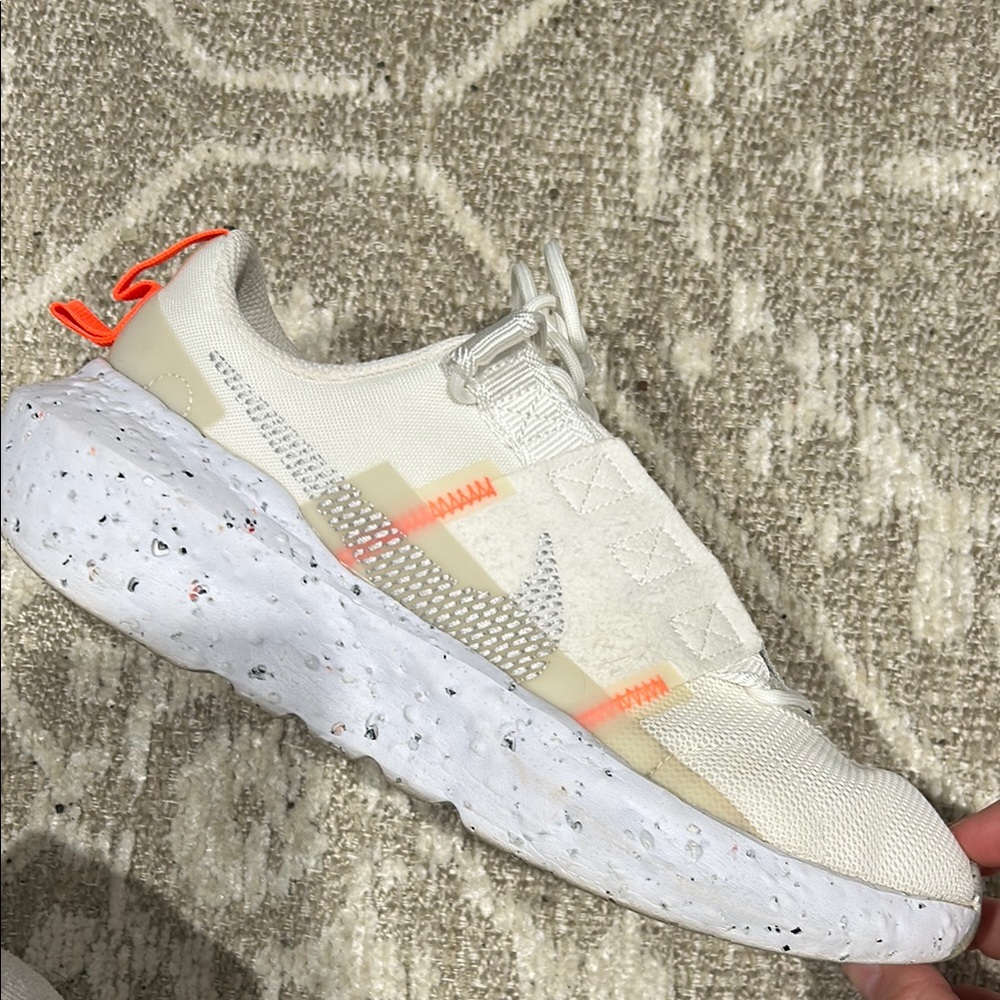 Nike Cream and Orange Athletic Shoes with Breathable Knit Upper